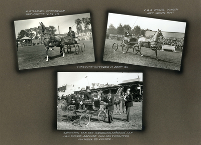 223109 Bladzijde met drie foto's van het concours hippique op de Veetentoonstellingen te Utrecht van 10 tot en met 12 ...